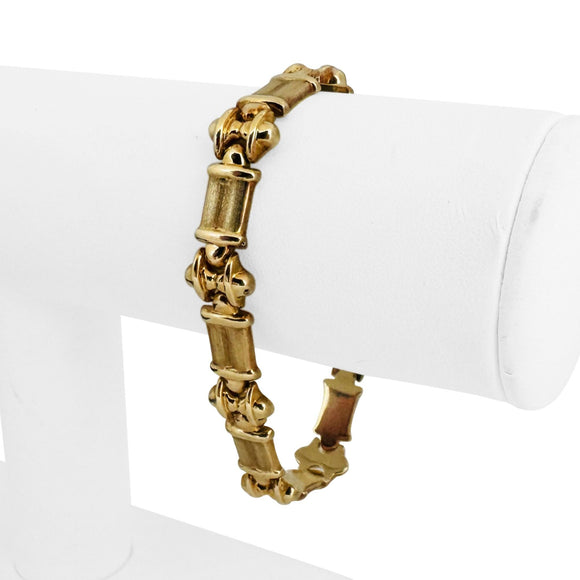 14k Yellow Gold 13.5g Ladies 11mm Fancy Link Bracelet Italy 7