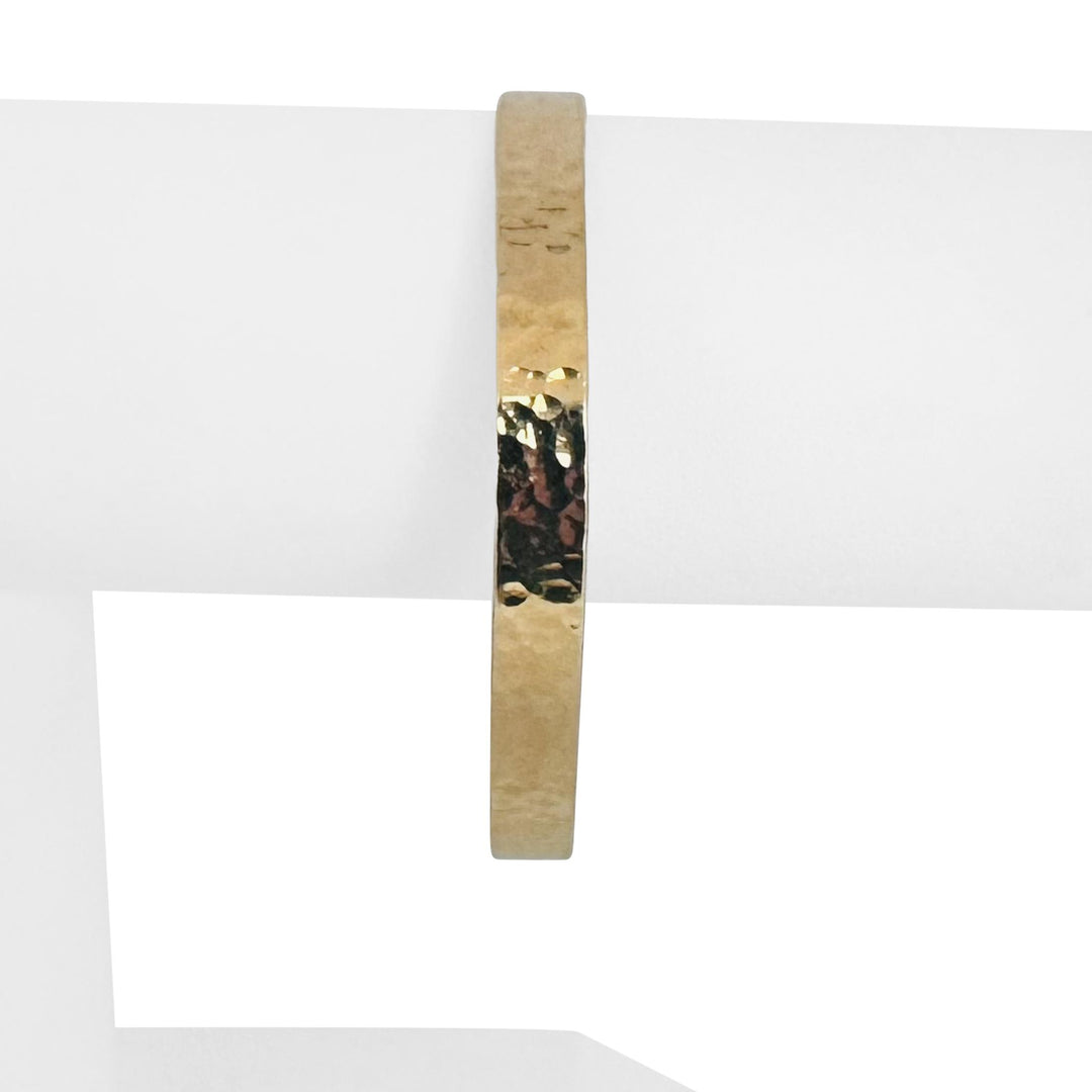 14k Yellow Gold 21.5g Solid Heavy Hammered Straight Edge Bangle Bracelet 7.75"