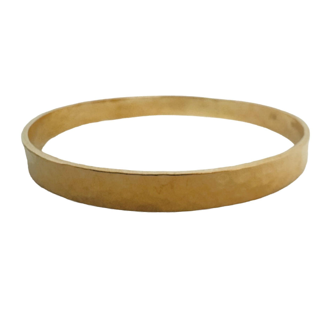 14k Yellow Gold 21.5g Solid Heavy Hammered Straight Edge Bangle Bracelet 7.75"