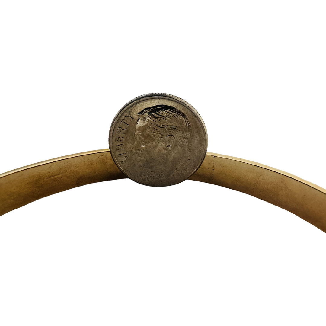 14k Yellow Gold 21.5g Solid Heavy Hammered Straight Edge Bangle Bracelet 7.75"