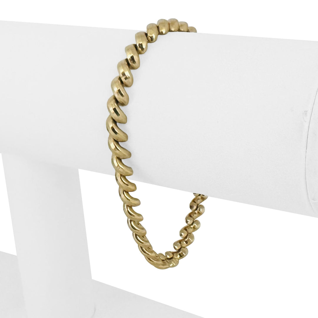 14k Yellow Gold 7.9g Ladies Beveled 5mm Rolo Link Bracelet 7"