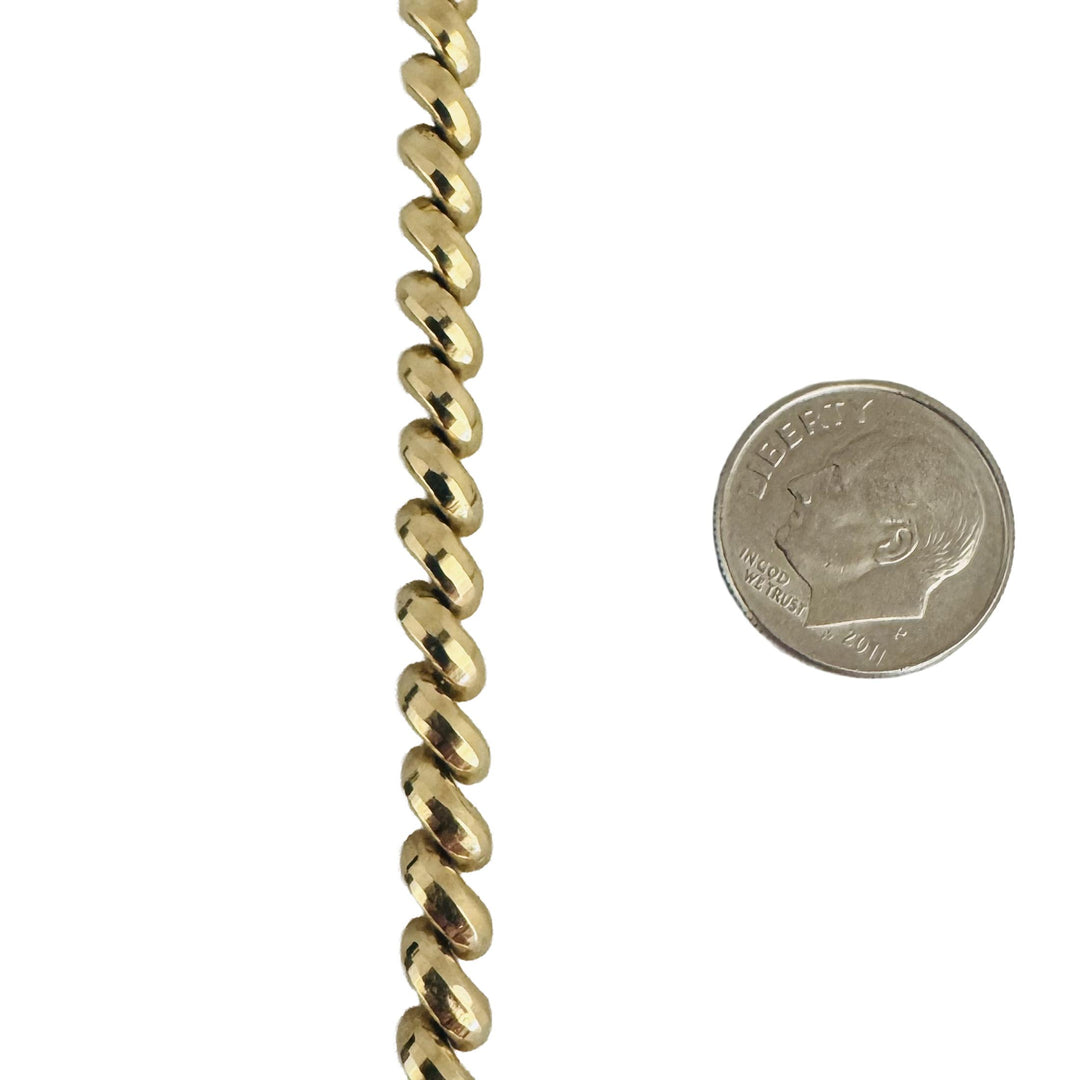 14k Yellow Gold 7.9g Ladies Beveled 5mm Rolo Link Bracelet 7"
