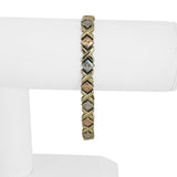 14k Yellow White and Rose Gold 7.9g XO Hugs and Kisses Link Bracelet 7.25"