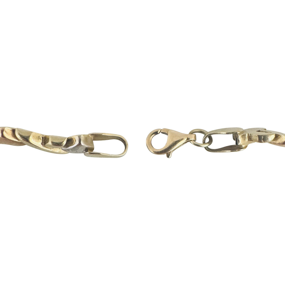 14k Yellow White and Rose Gold 7.9g XO Hugs and Kisses Link Bracelet 7.25"