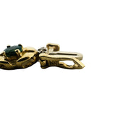 14k Yellow Gold Emerald and Diamond Fancy Link Bracelet 7.25"
