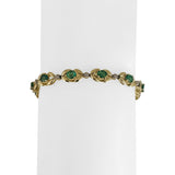 14k Yellow Gold Emerald and Diamond Fancy Link Bracelet 7.25"