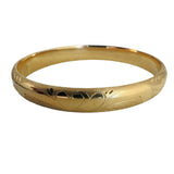 14k Yellow Gold 9.8g Vintage 8mm Floral Bangle Bracelet 6.75"