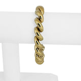 14k Yellow Gold 28.4g Heavy Thick 11mm San Marco Link Bracelet Italy 7"