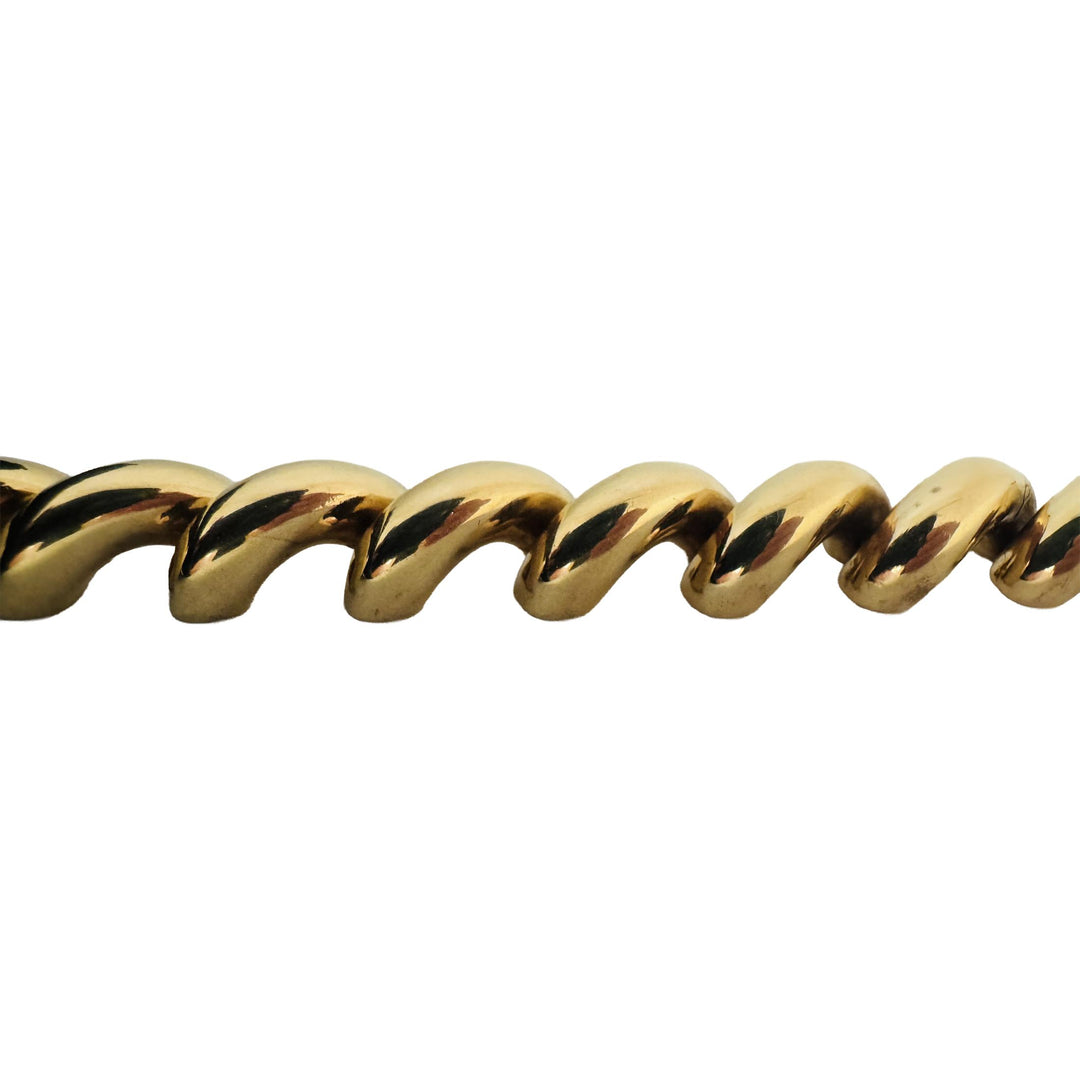 14k Yellow Gold 28.4g Heavy Thick 11mm San Marco Link Bracelet Italy 7"