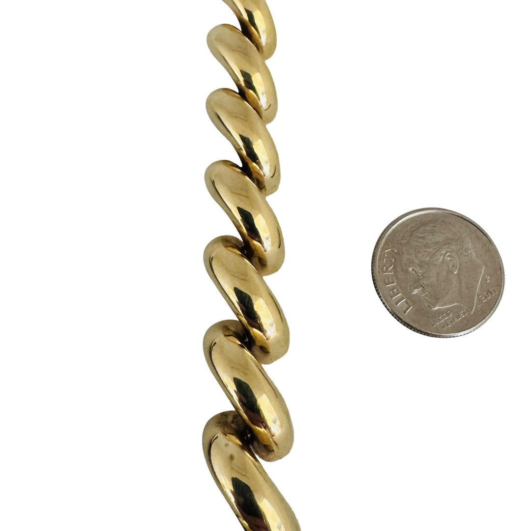 14k Yellow Gold 28.4g Heavy Thick 11mm San Marco Link Bracelet Italy 7"