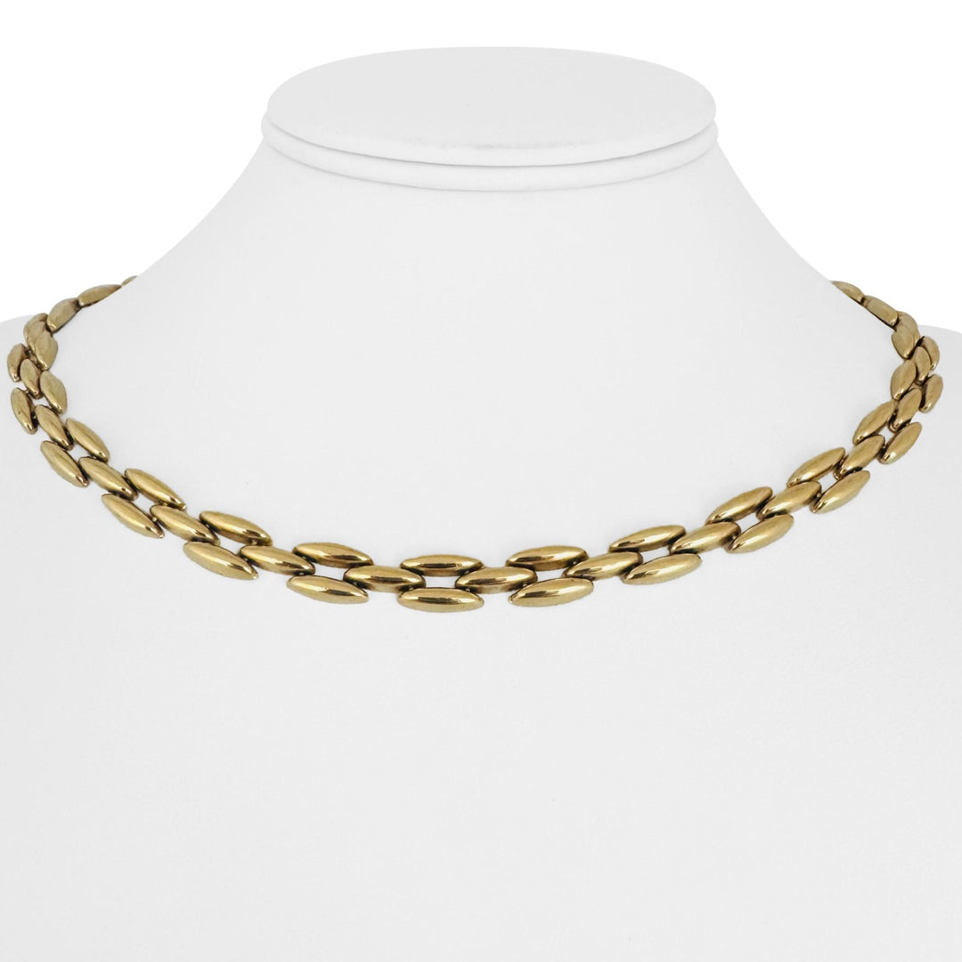 14k Yellow Gold 23.3g Vintage Polished 7.5mm Panther Link Necklace Italy 17.5"