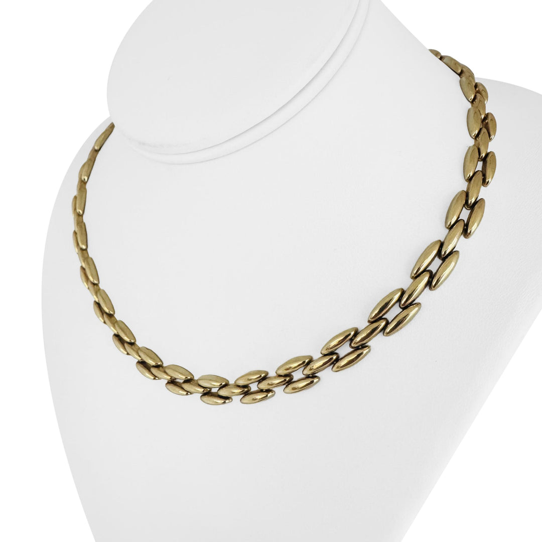 14k Yellow Gold 23.3g Vintage Polished 7.5mm Panther Link Necklace Italy 17.5"