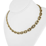 14k Yellow Gold 23.3g Vintage Polished 7.5mm Panther Link Necklace Italy 17.5"