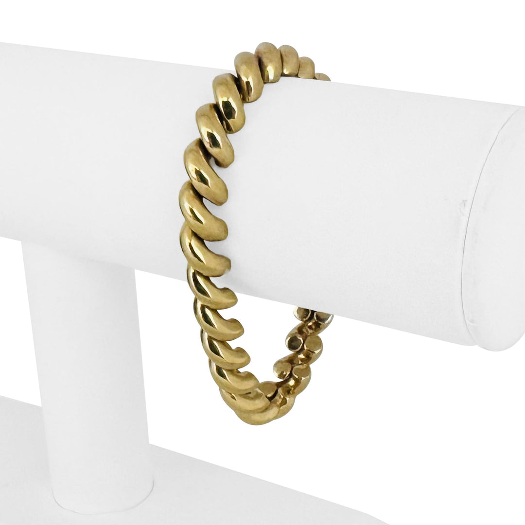 14k Yellow Gold 20.3g Ladies Polished 8mm San Marco Link Bracelet Italy 7"
