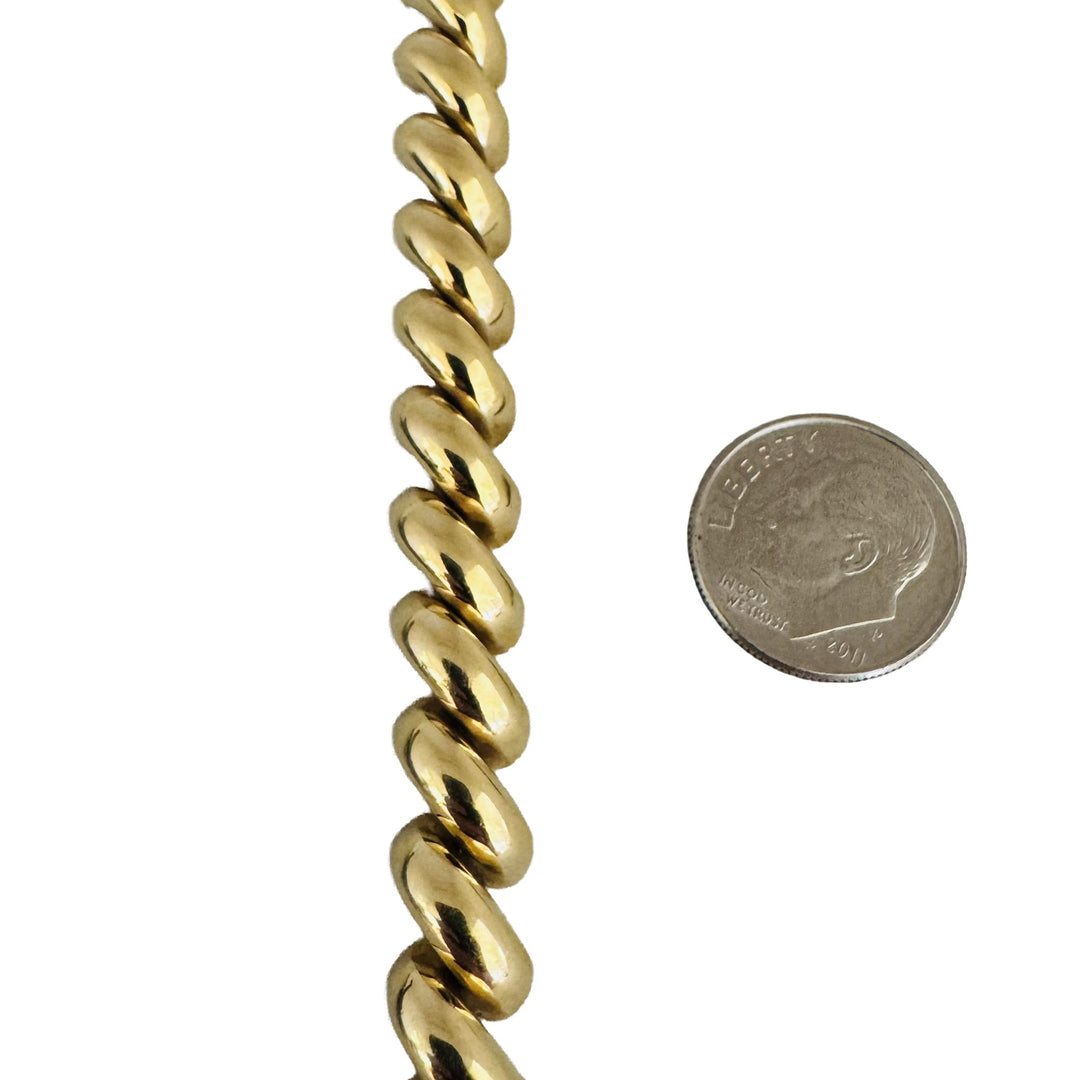 14k Yellow Gold 20.3g Ladies Polished 8mm San Marco Link Bracelet Italy 7"