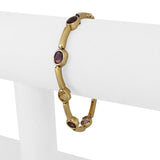 14k Yellow Gold 10.7g Oval Cut Bezel Set Multi Gemstone Bar Link Bracelet 6.5"