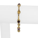 14k Yellow Gold 10.7g Oval Cut Bezel Set Multi Gemstone Bar Link Bracelet 6.5"