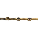14k Yellow Gold 10.7g Oval Cut Bezel Set Multi Gemstone Bar Link Bracelet 6.5"