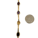 14k Yellow Gold 10.7g Oval Cut Bezel Set Multi Gemstone Bar Link Bracelet 6.5"