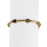 14k Yellow Gold 10.7g Oval Cut Bezel Set Multi Gemstone Bar Link Bracelet 6.5"