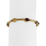 14k Yellow Gold 10.7g Oval Cut Bezel Set Multi Gemstone Bar Link Bracelet 6.5"