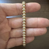14k Yellow Gold and 3cttw Diamond Solid Vintage Link Bracelet 6.25"