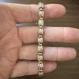 14k Yellow Gold and 2.5cttw Baguette Cut Diamond Link Bracelet 6.75"
