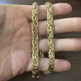 14k Yellow Gold 39.6g Heavy Thick 8mm Byzantine Link Necklace Israel 16.5"