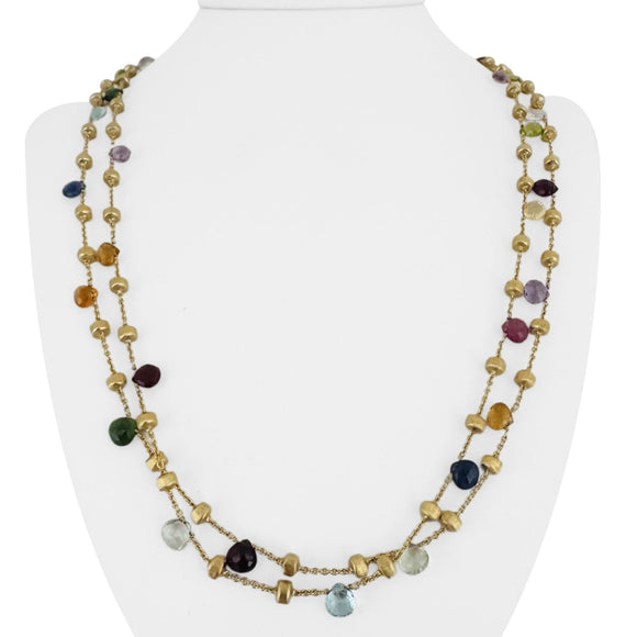 Marco Bicego Paradise 18k Yellow Gold and Multi Gemstone Long Necklace 46