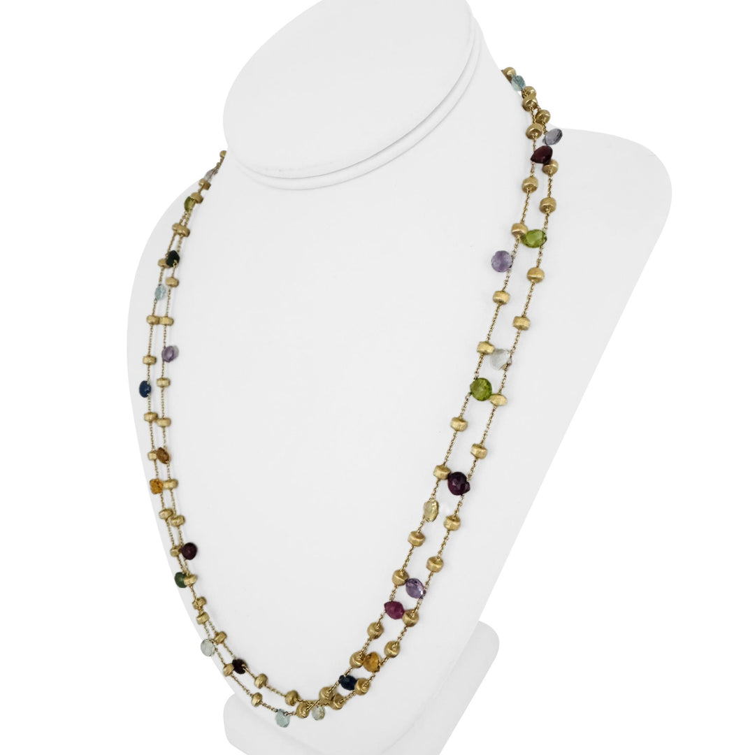 Marco Bicego Paradise 18k Yellow Gold and Multi Gemstone Long Necklace 46"