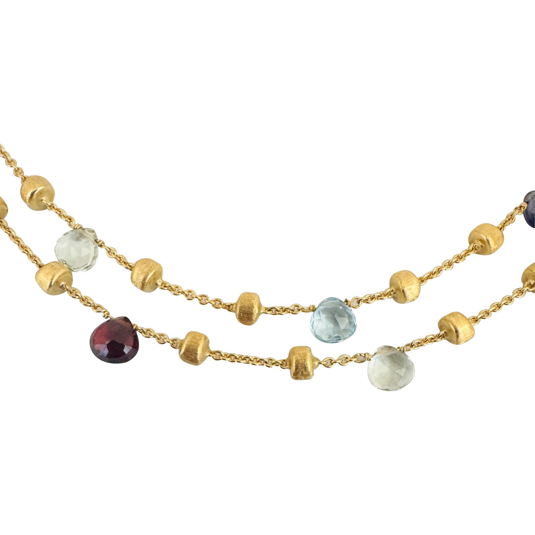 Marco Bicego Paradise 18k Yellow Gold and Multi Gemstone Long Necklace 46"