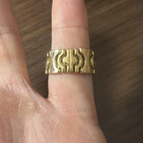 18k Tri Tone Gold 8.2g Articulated Link Band Ring Italy Size 7.5