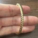 14k Yellow Gold 12.8g Solid 5mm Spiral Twisted Bangle Bracelet Italy 7"