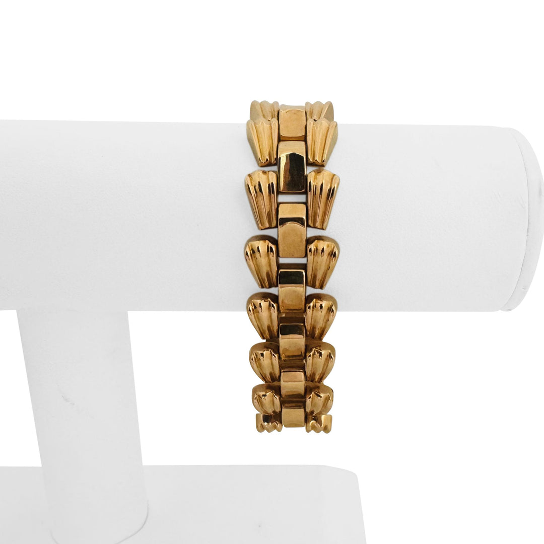 French 18k Rose Gold 32.6g Vintage Ladies 18mm Tank Link Bracelet 7"