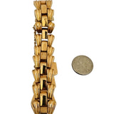 French 18k Rose Gold 32.6g Vintage Ladies 18mm Tank Link Bracelet 7"