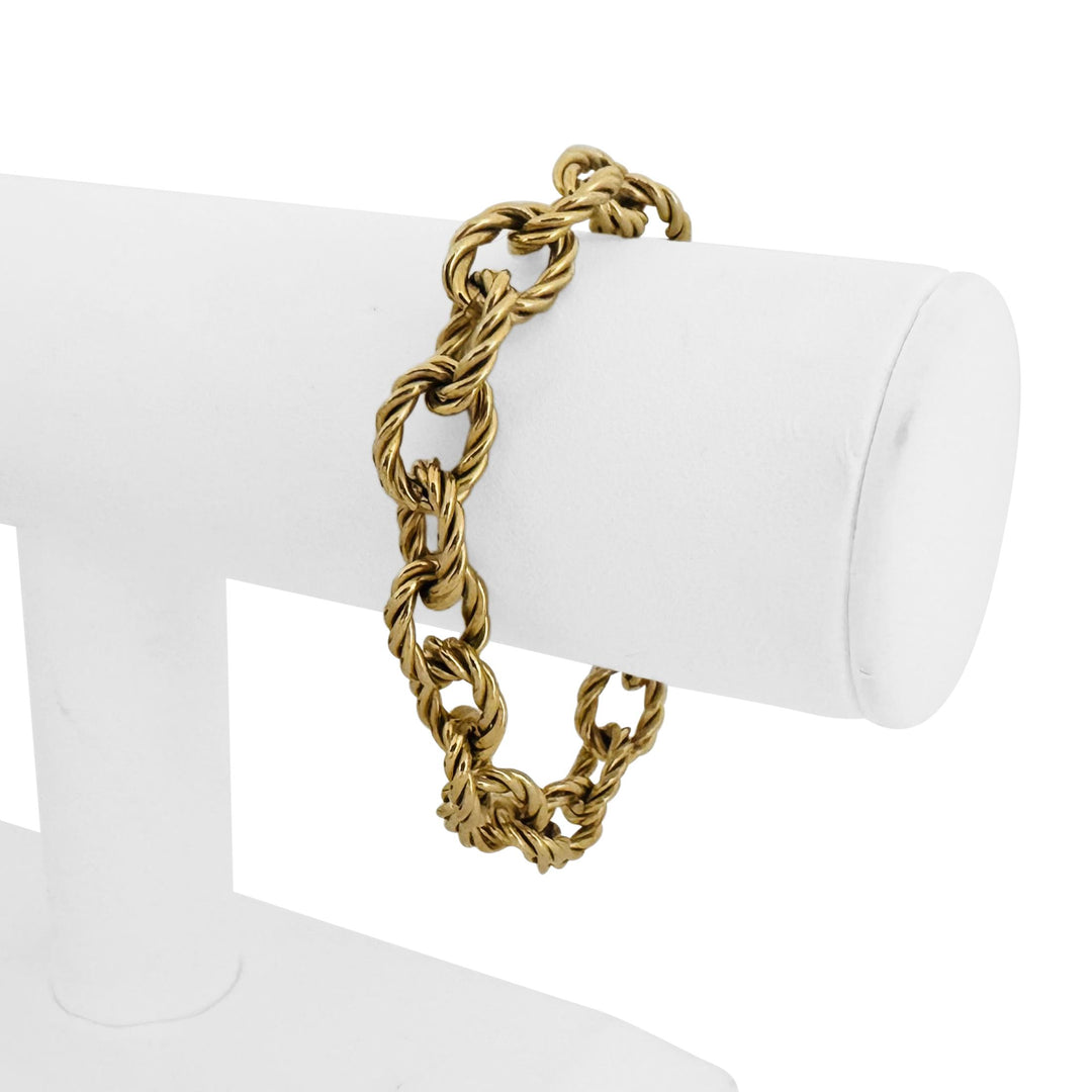 14k Yellow Gold 9.3g Ladies Vintage 10mm Spiral Cable Link Bracelet Italy 6.75"