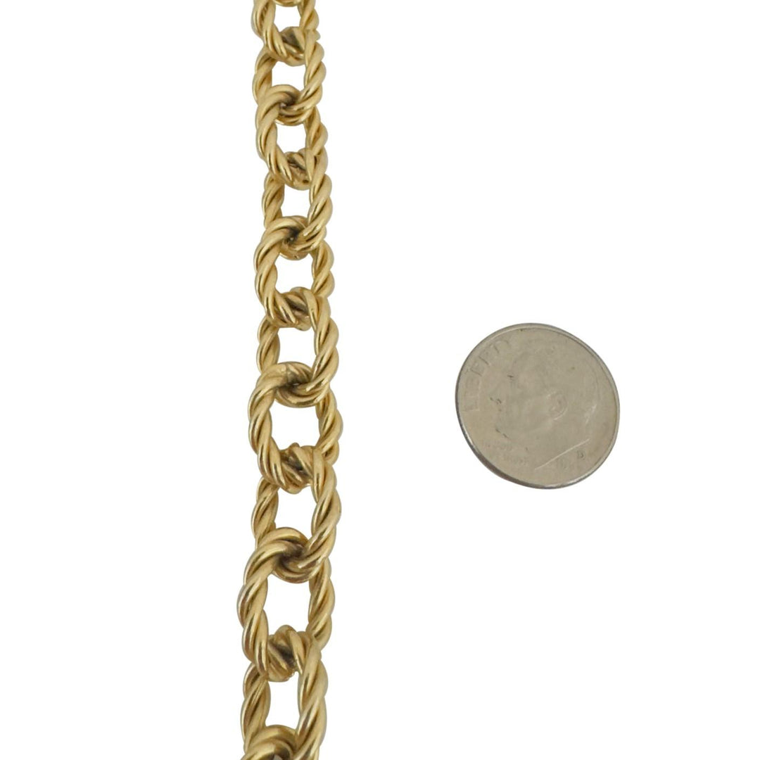 14k Yellow Gold 9.3g Ladies Vintage 10mm Spiral Cable Link Bracelet Italy 6.75"