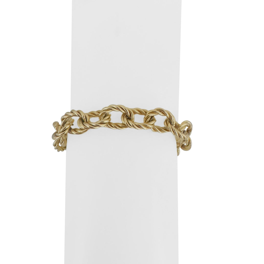 14k Yellow Gold 9.3g Ladies Vintage 10mm Spiral Cable Link Bracelet Italy 6.75"