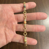 18k Yellow Gold Hardstone and 0.75cttw Diamond Fancy Link Bracelet 7"