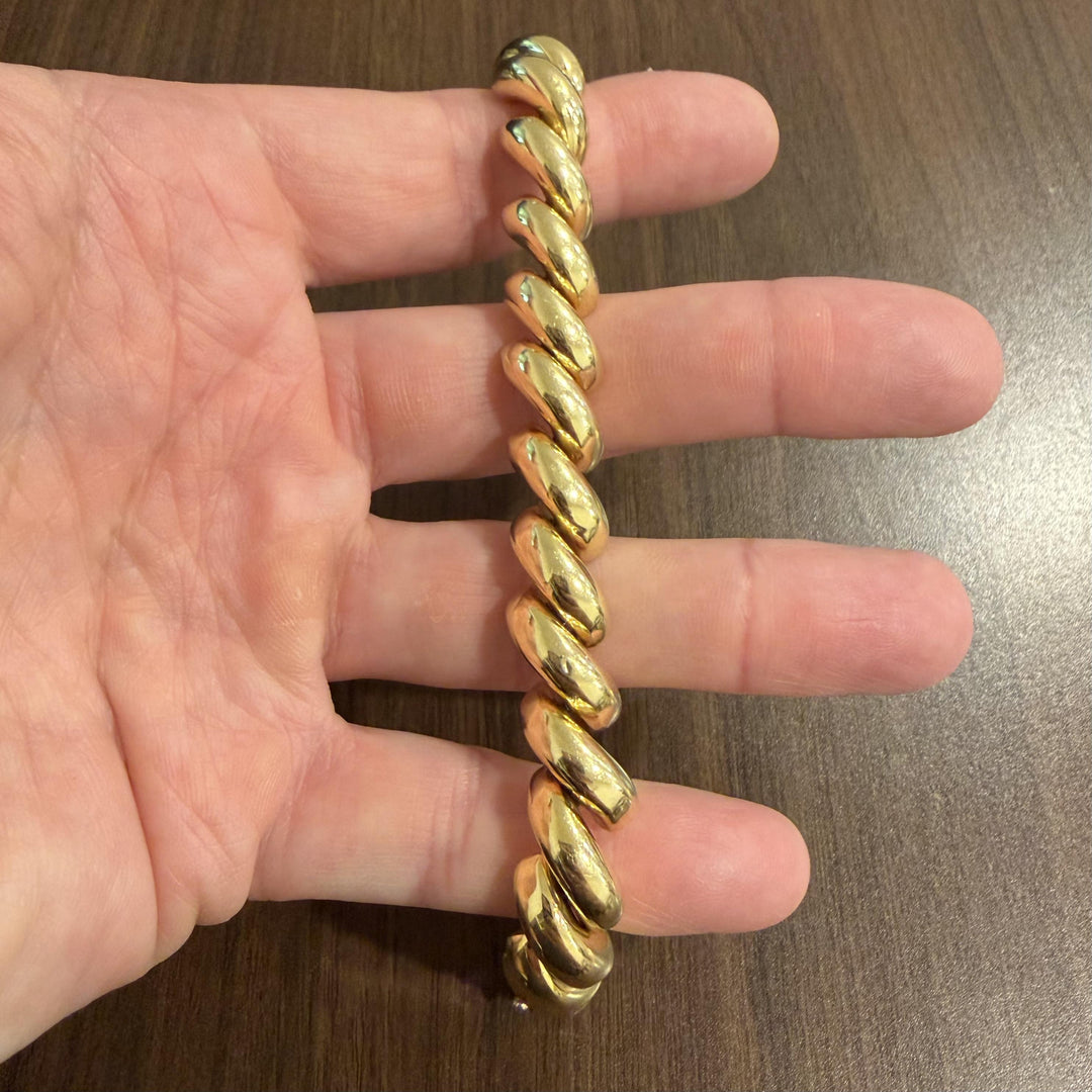 18k Yellow Gold 37.4g Heavy Thick 12mm San Marco Link Bracelet 7.5"