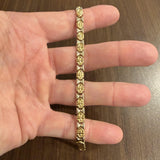18k Yellow and White Gold 12.3g Vintage 6mm Fancy Link Bracelet Italy 7.5"