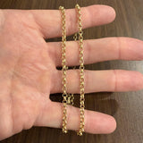18k Yellow Gold 7.6g Hollow Light 3.5mm Rolo Link Chain Necklace Italy 20"