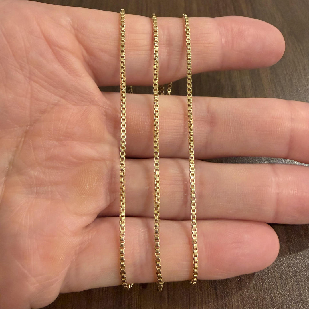 18k White Gold 10g Solid Vintage 1.5mm Box Link Chain Necklace Italy 24"