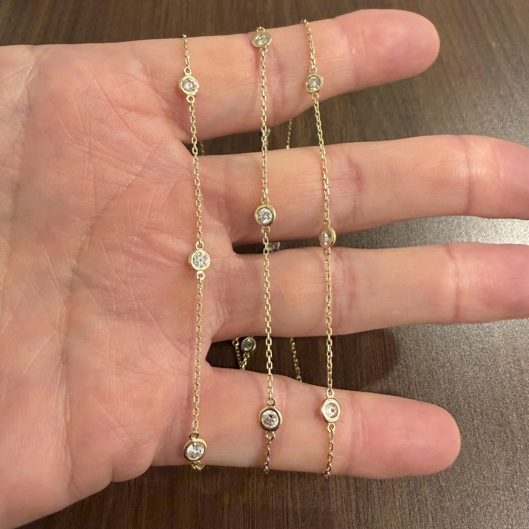 14k Yellow Gold and 2cttw Diamonds by the Yard Long Station Necklace 32"