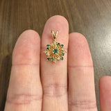 14k Yellow Gold Emerald and Diamond Floral Pendant