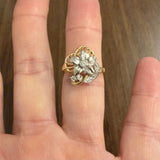 14k Yellow and White Gold 0.05cttw Diamond Fancy Floral Ring Size 9