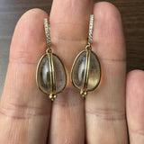 Temple St. Clair 18k Yellow Gold Diamond and Rock Crystal Dangle Earrings 1.4"