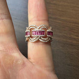 Effy 14k Rose Gold Ruby and Diamond Fancy Ribbon Band Ring Size 7