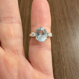 18k White Gold 1.82ct Aquamarine and 0.20cttw Diamond Ring Size 5.25