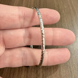 14k White Gold 5.7g Hammered Textured 3mm Fancy Bangle Bracelet Italy 7"